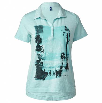 Palmenprint-Polo – pastel blue