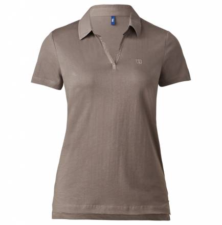 Basic Poloshirt ohne Knopf – dark sand